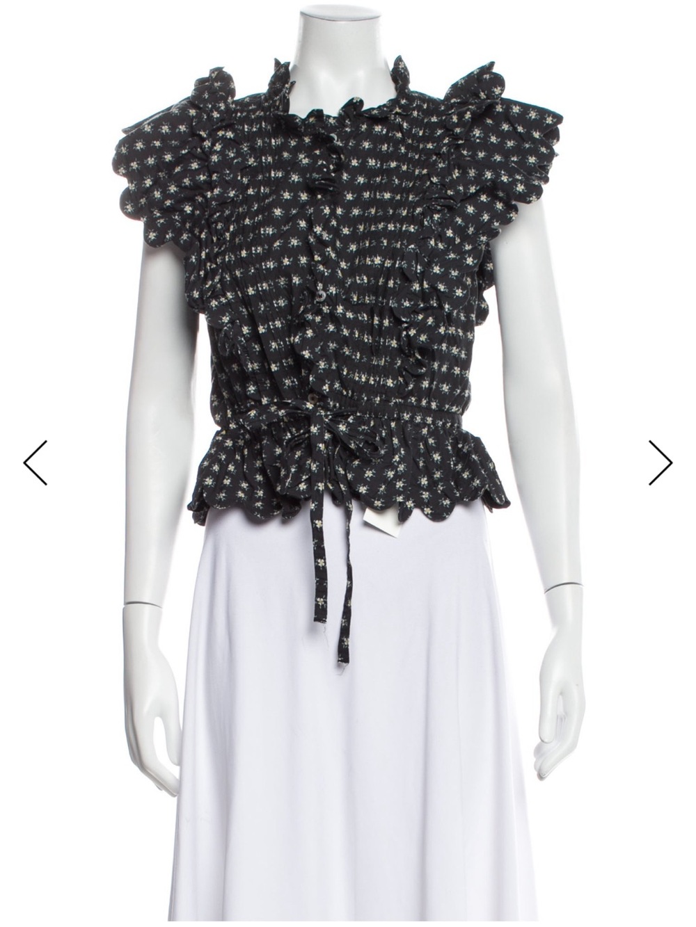 Sea New York Black Floral Ruffle Tie-Waist Top